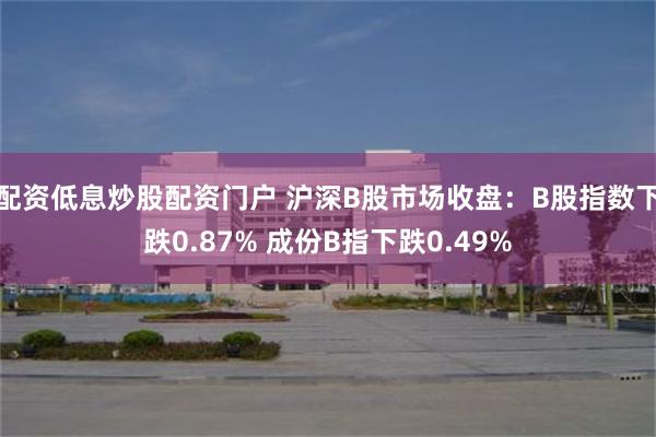 配资低息炒股配资门户 沪深B股市场收盘：B股指数下跌0.87% 成份B指下跌0.49%